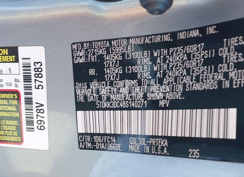 Photo 9 of 2011 Toyota Sienna LE V6 (VIN 5TDKK3DC4BS140271)