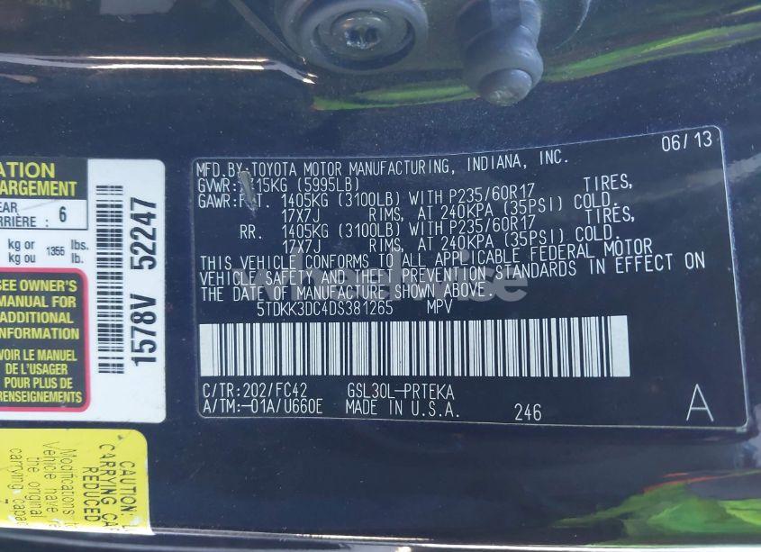 Photo 9 of 2013 Toyota Sienna LE V6 8 PASSENGER (VIN 5TDKK3DC4DS381265)