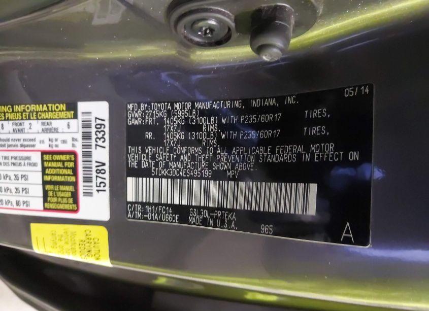 Photo 9 of 2014 Toyota Sienna LE V6 8 PASSENGER (VIN 5TDKK3DC4ES495199)