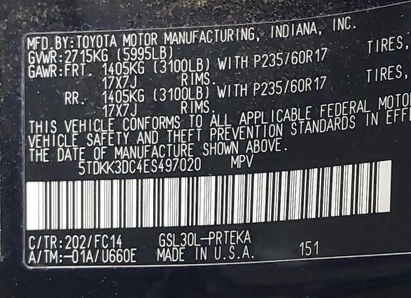 Photo 9 of 2014 Toyota Sienna LE V6 8 PASSENGER (VIN 5TDKK3DC4ES497020)