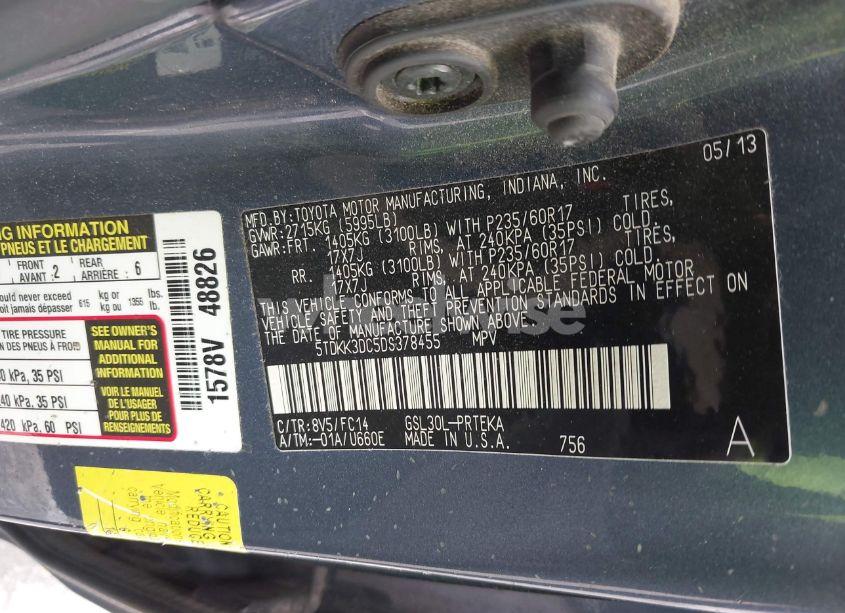 Photo 9 of 2013 Toyota Sienna LE V6 8 PASSENGER (VIN 5TDKK3DC5DS378455)