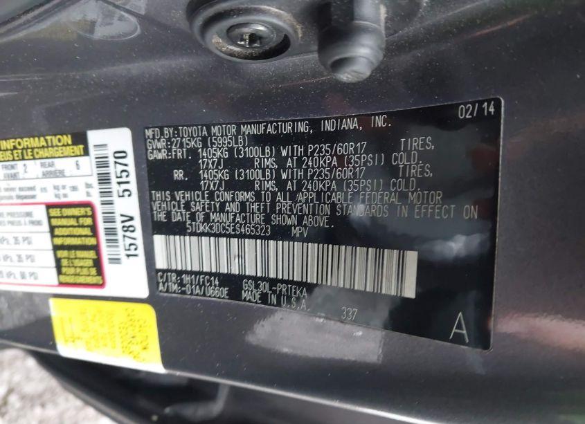Photo 9 of 2014 Toyota Sienna LE V6 8 PASSENGER (VIN 5TDKK3DC5ES465323)