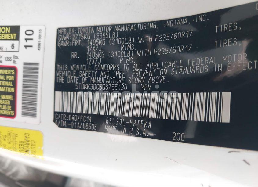 Photo 9 of 2016 Toyota Sienna LE 8 PASSENGER (VIN 5TDKK3DC5GS755130)