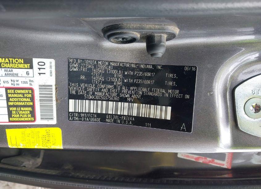 Photo 9 of 2016 Toyota Sienna LE 8 PASSENGER (VIN 5TDKK3DC5GS756360)