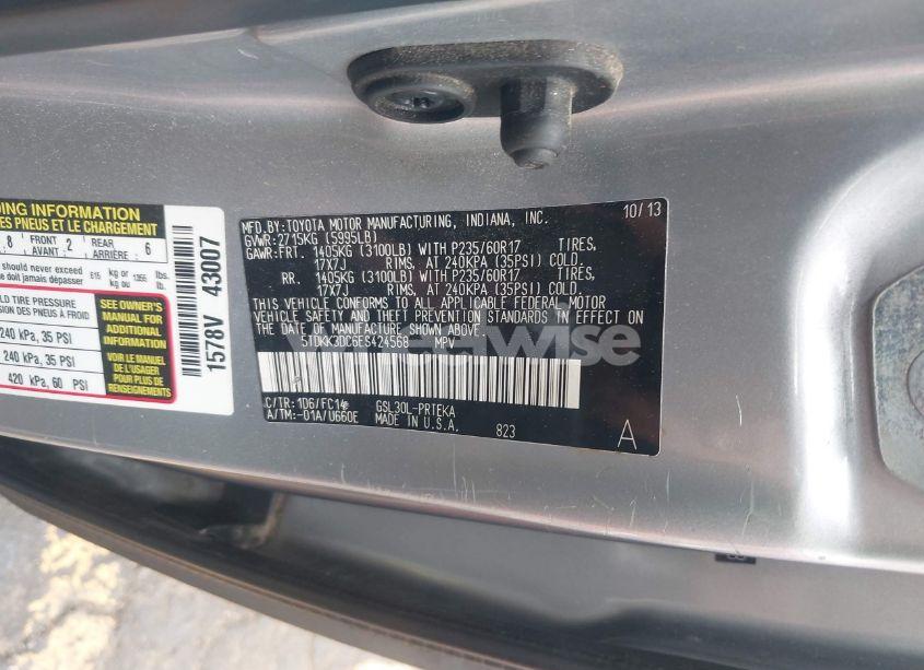 Photo 9 of 2014 Toyota Sienna LE V6 8 PASSENGER (VIN 5TDKK3DC6ES424568)