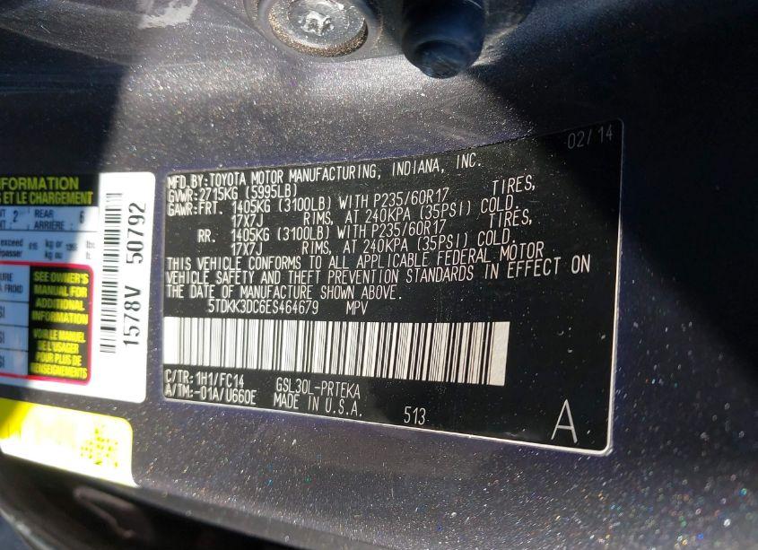 Photo 9 of 2014 Toyota Sienna LE V6 8 PASSENGER (VIN 5TDKK3DC6ES464679)