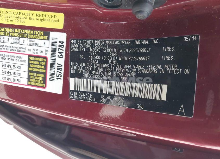 Photo 9 of 2014 Toyota Sienna LE V6 8 PASSENGER (VIN 5TDKK3DC6ES487962)