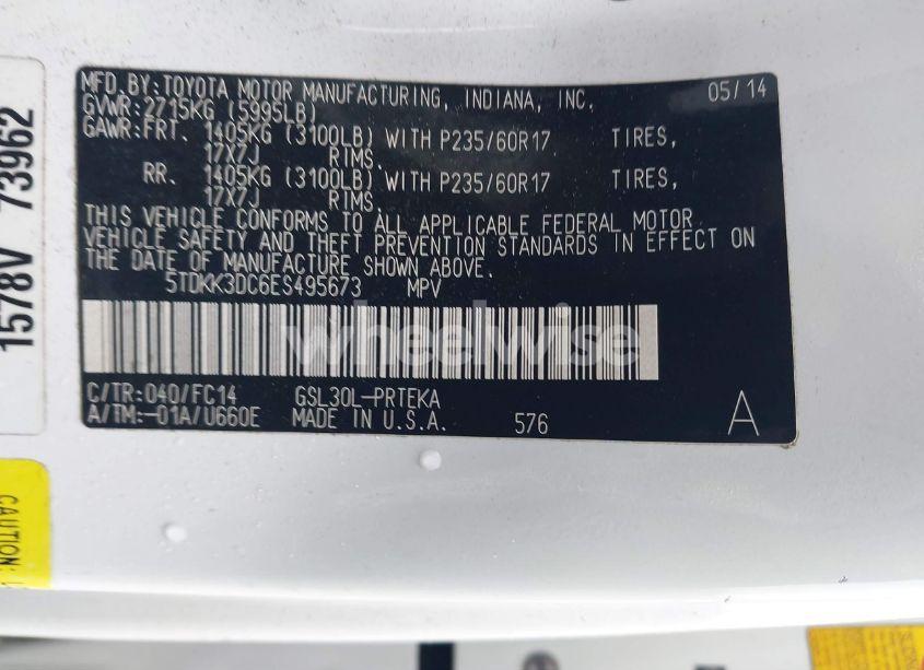 Photo 9 of 2014 Toyota Sienna LE V6 8 PASSENGER (VIN 5TDKK3DC6ES495673)