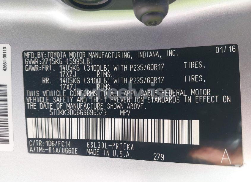 Photo 9 of 2016 Toyota Sienna LE 8 PASSENGER (VIN 5TDKK3DC6GS696573)