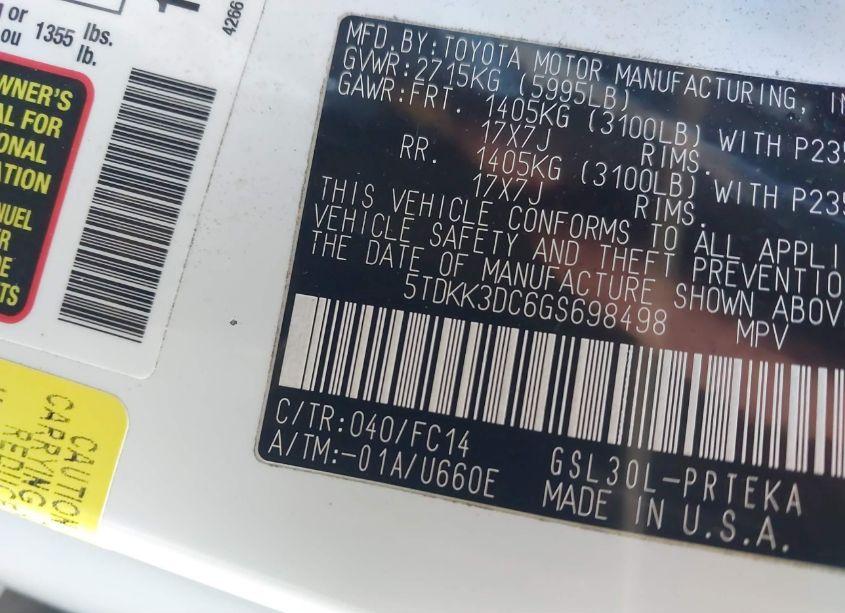 Photo 9 of 2016 Toyota Sienna LE 8 PASSENGER (VIN 5TDKK3DC6GS698498)