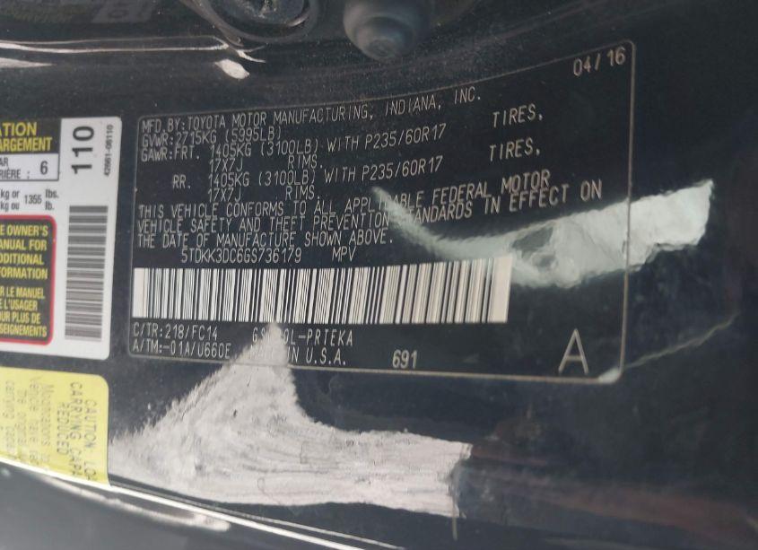 Photo 9 of 2016 Toyota Sienna LE 8 PASSENGER (VIN 5TDKK3DC6GS736179)