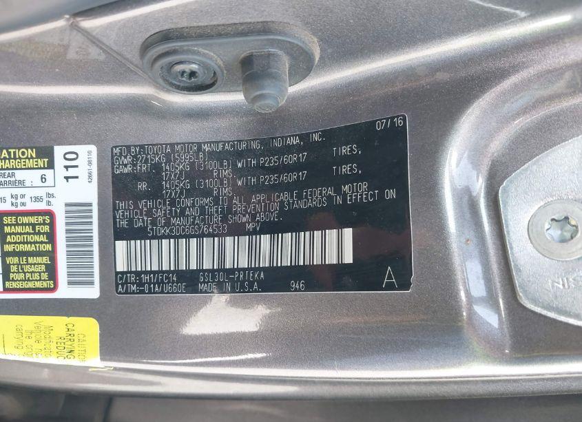 Photo 9 of 2016 Toyota Sienna LE 8 PASSENGER (VIN 5TDKK3DC6GS764533)