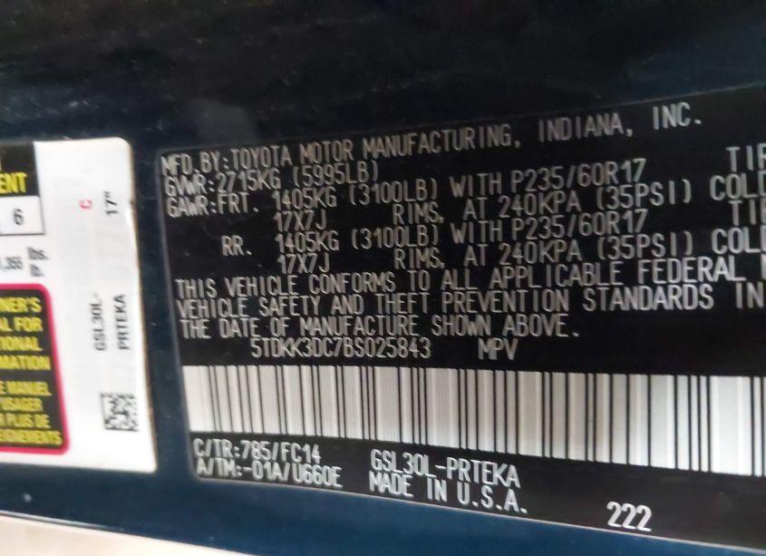 Photo 9 of 2011 Toyota Sienna LE V6 (VIN 5TDKK3DC7BS025843)