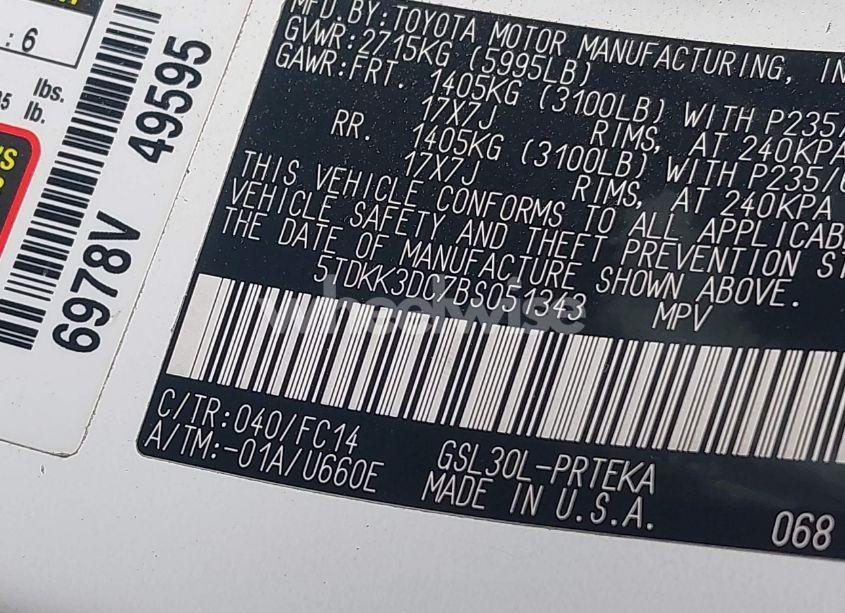 Photo 9 of 2011 Toyota Sienna LE V6 (VIN 5TDKK3DC7BS051343)