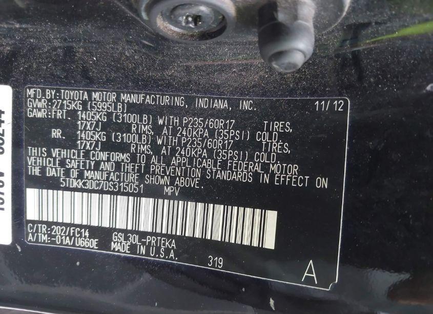 Photo 9 of 2013 Toyota Sienna LE V6 8 PASSENGER (VIN 5TDKK3DC7DS315051)