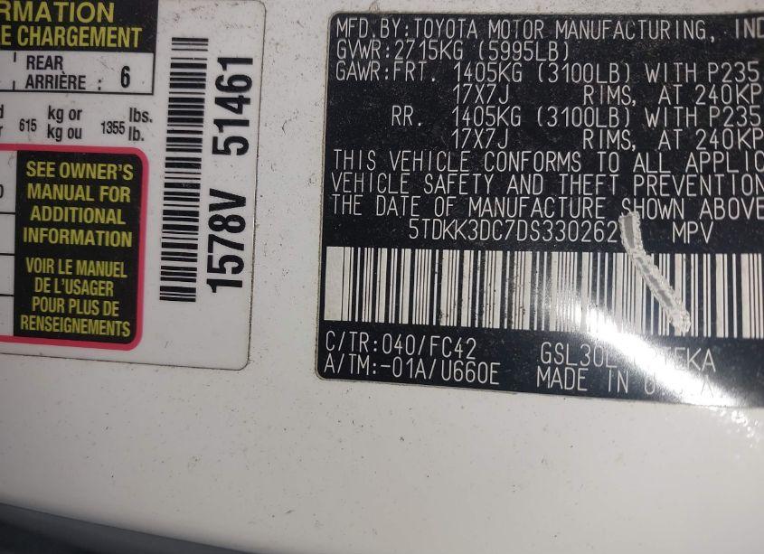 Photo 9 of 2013 Toyota Sienna LE V6 8 PASSENGER (VIN 5TDKK3DC7DS330262)