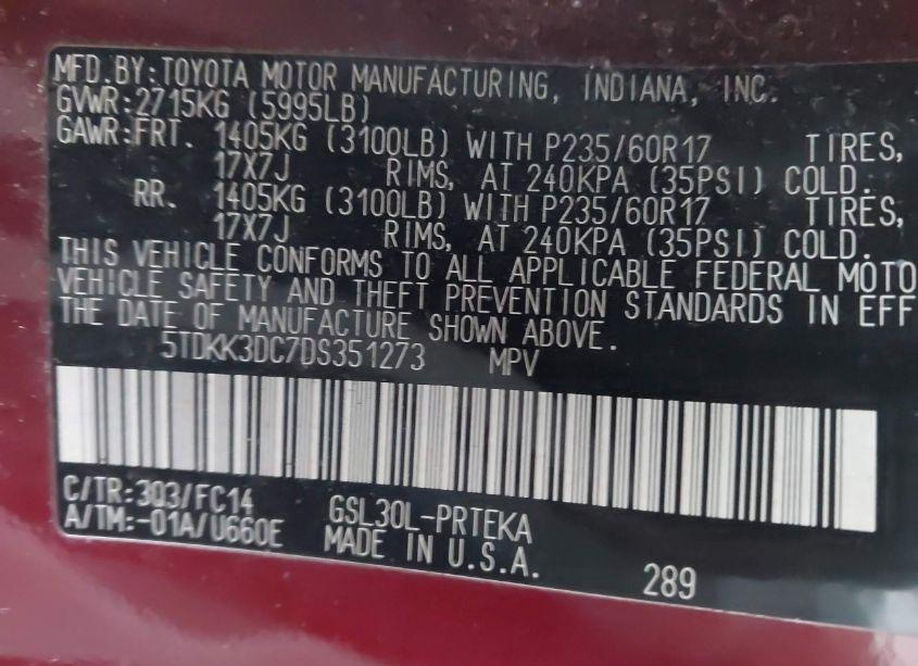 Photo 9 of 2013 Toyota Sienna LE V6 8 PASSENGER (VIN 5TDKK3DC7DS351273)