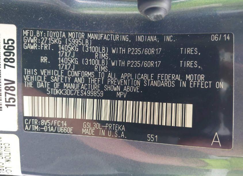 Photo 9 of 2014 Toyota Sienna LE V6 8 PASSENGER (VIN 5TDKK3DC7ES499859)