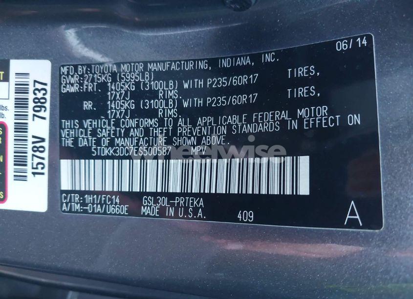 Photo 9 of 2014 Toyota Sienna LE V6 8 PASSENGER (VIN 5TDKK3DC7ES500587)