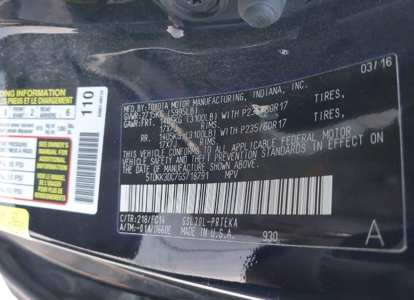 Photo 9 of 2016 Toyota Sienna LE 8 PASSENGER (VIN 5TDKK3DC7GS718791)