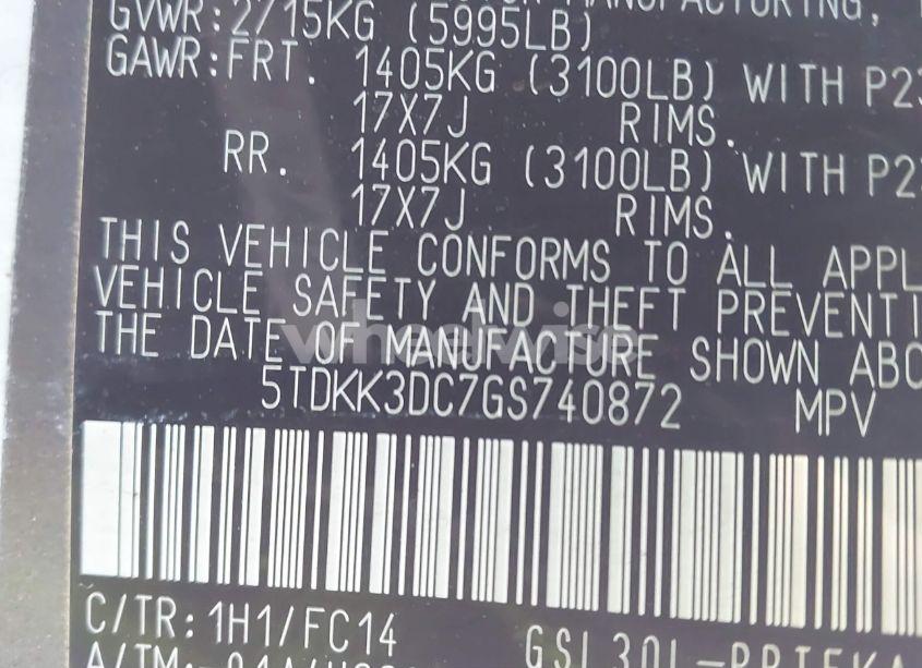 Photo 9 of 2016 Toyota Sienna LE 8 PASSENGER (VIN 5TDKK3DC7GS740872)