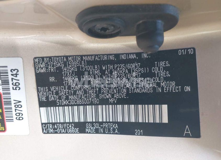 Photo 9 of 2011 Toyota Sienna LE V6 (VIN 5TDKK3DC8BS007190)