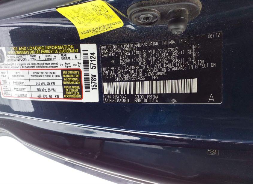 Photo 9 of 2012 Toyota Sienna LE V6 8 PASSENGER (VIN 5TDKK3DC8CS267056)