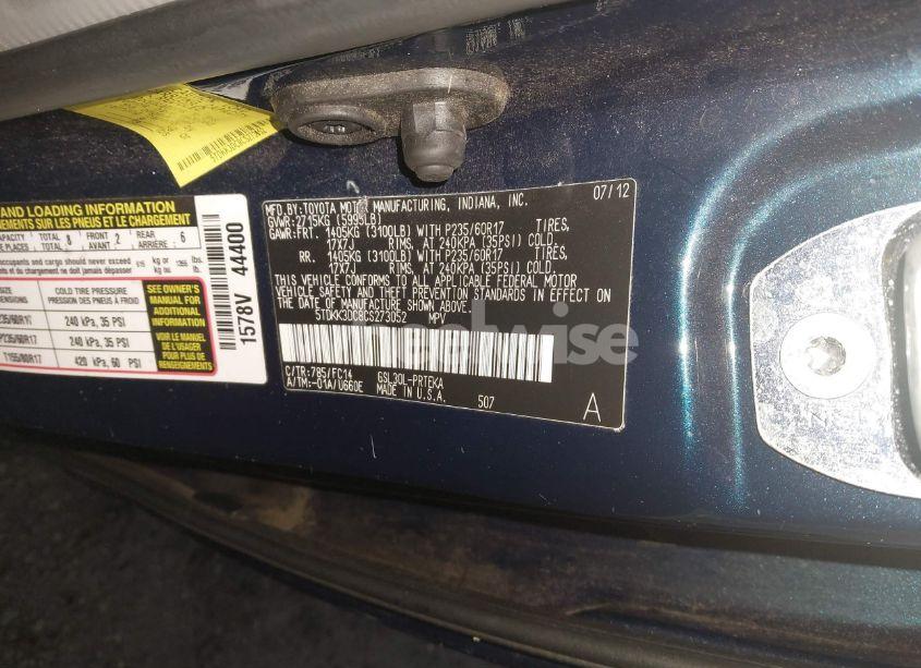 Photo 9 of 2012 Toyota Sienna LE V6 8 PASSENGER (VIN 5TDKK3DC8CS273052)