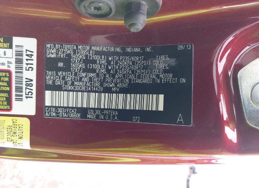 Photo 9 of 2014 Toyota Sienna LE V6 8 PASSENGER (VIN 5TDKK3DC8ES414429)