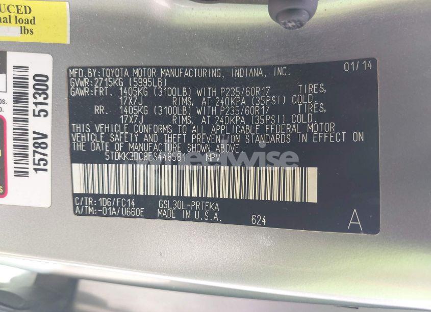 Photo 9 of 2014 Toyota Sienna LE V6 8 PASSENGER (VIN 5TDKK3DC8ES448581)