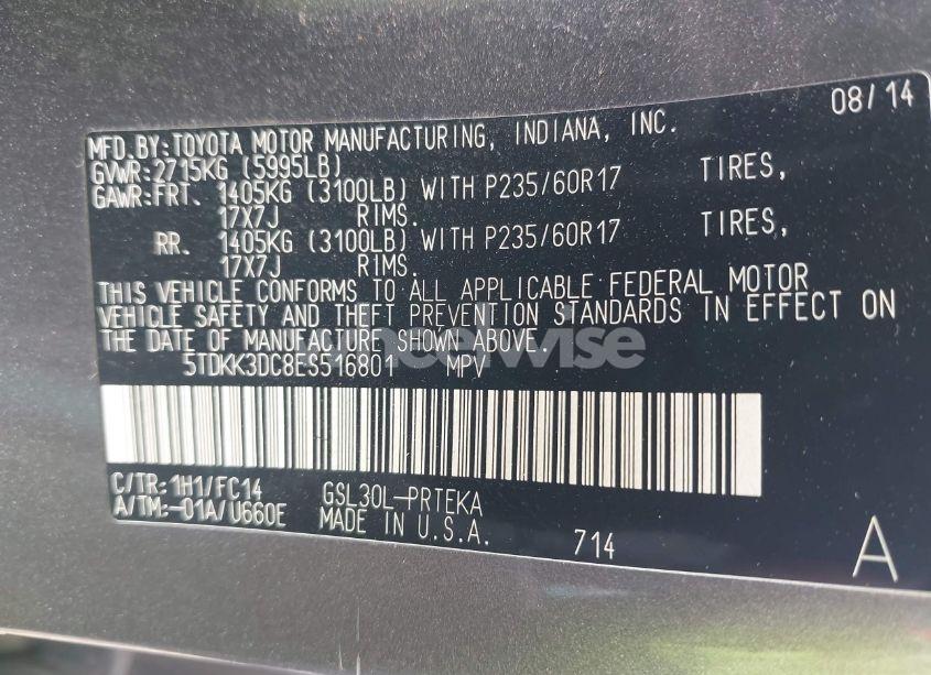 Photo 9 of 2014 Toyota Sienna LE V6 8 PASSENGER (VIN 5TDKK3DC8ES516801)