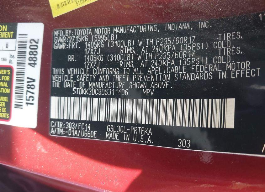 Photo 9 of 2013 Toyota Sienna LE V6 8 PASSENGER (VIN 5TDKK3DC9DS311406)