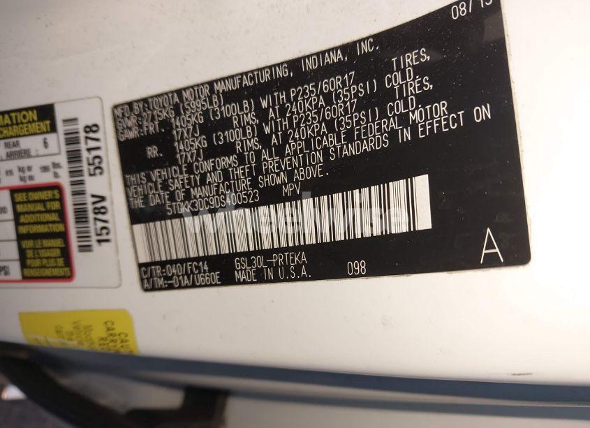 Photo 9 of 2013 Toyota Sienna LE V6 8 PASSENGER (VIN 5TDKK3DC9DS400523)