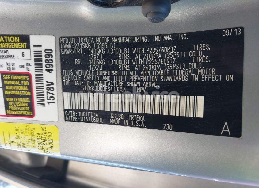 Photo 9 of 2014 Toyota Sienna LE V6 8 PASSENGER (VIN 5TDKK3DC9ES413354)