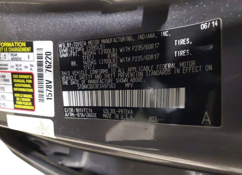 Photo 9 of 2014 Toyota Sienna LE V6 8 PASSENGER (VIN 5TDKK3DC9ES497563)
