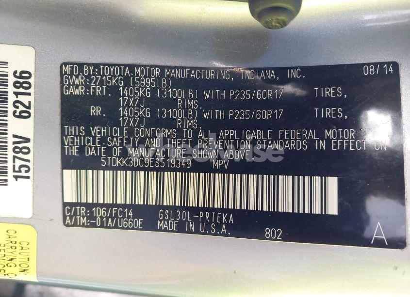 Photo 9 of 2014 Toyota Sienna LE V6 8 PASSENGER (VIN 5TDKK3DC9ES519349)
