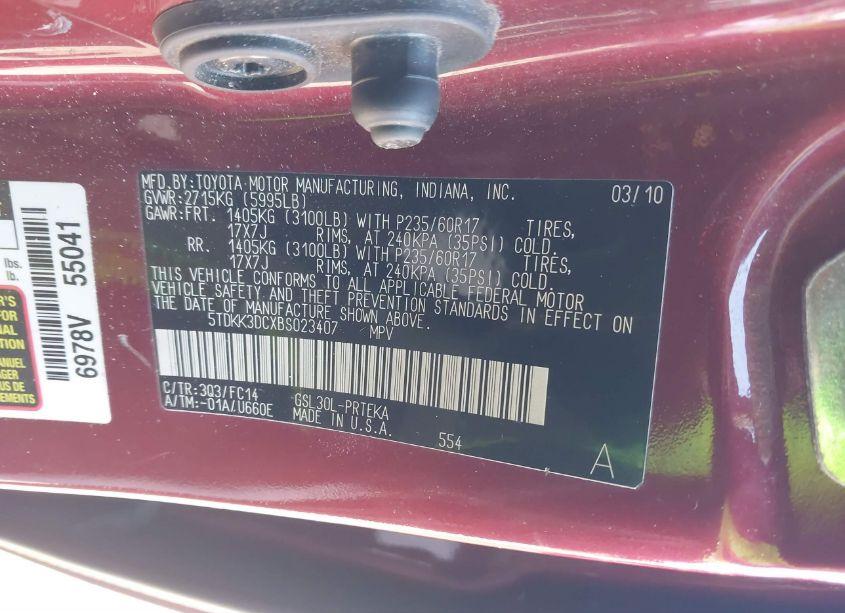 Photo 9 of 2011 Toyota Sienna LE V6 (VIN 5TDKK3DCXBS023407)