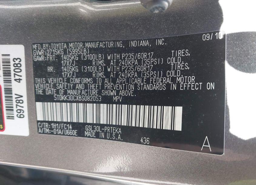 Photo 9 of 2011 Toyota Sienna LE V6 (VIN 5TDKK3DCXBS082053)