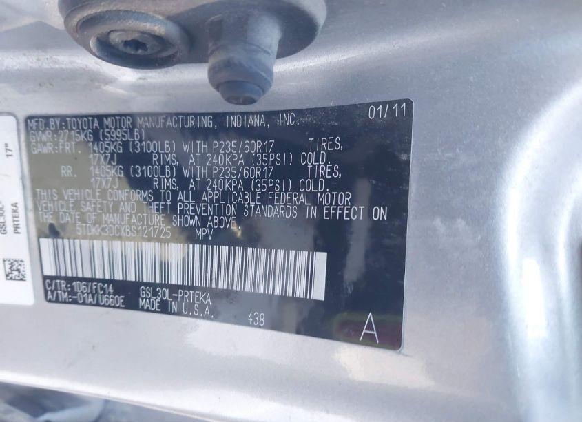 Photo 9 of 2011 Toyota Sienna LE V6 (VIN 5TDKK3DCXBS121725)