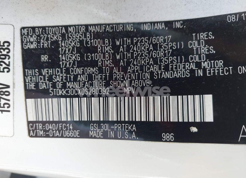 Photo 9 of 2013 Toyota Sienna LE V6 8 PASSENGER (VIN 5TDKK3DCXDS280392)