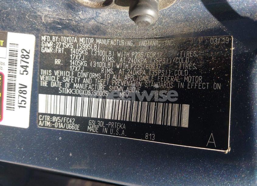 Photo 9 of 2013 Toyota Sienna LE V6 8 PASSENGER (VIN 5TDKK3DCXDS350005)