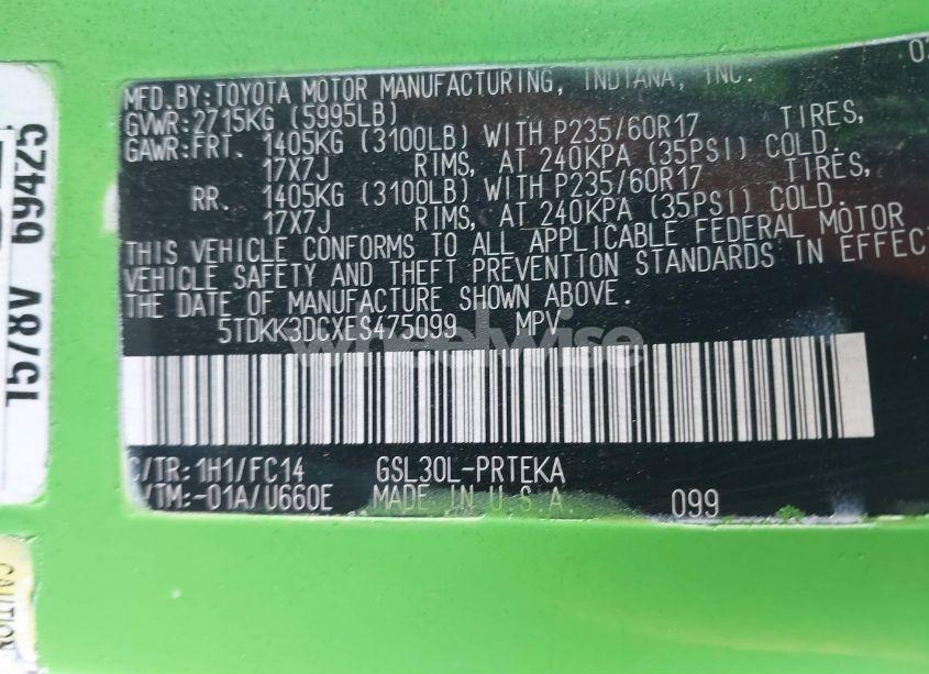 Photo 9 of 2014 Toyota Sienna LE V6 8 PASSENGER (VIN 5TDKK3DCXES475099)