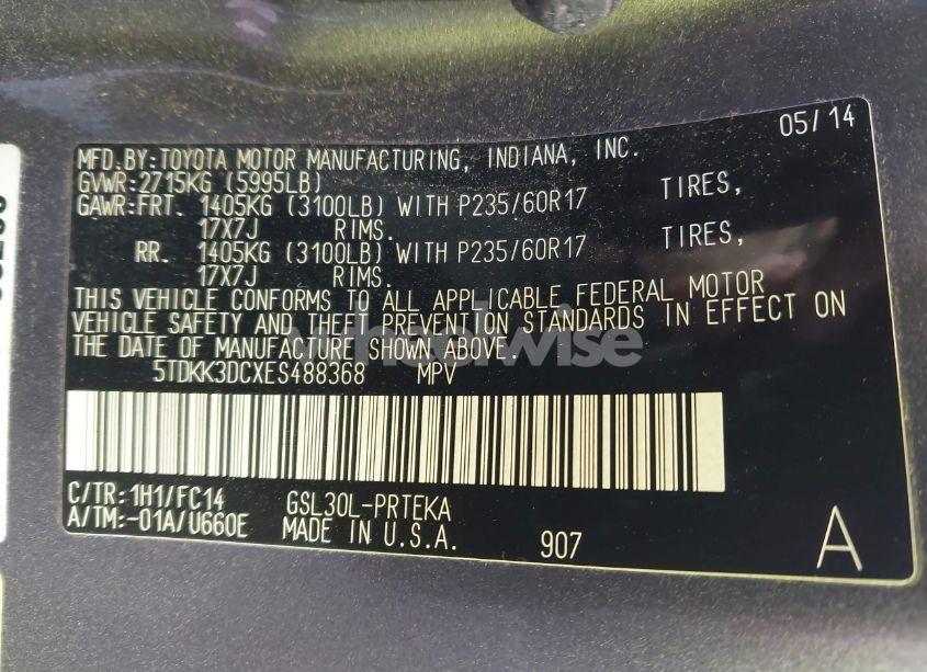 Photo 9 of 2014 Toyota Sienna LE V6 8 PASSENGER (VIN 5TDKK3DCXES488368)