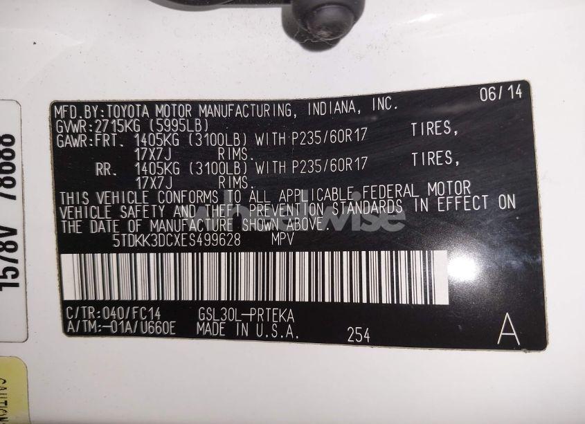 Photo 9 of 2014 Toyota Sienna LE V6 8 PASSENGER (VIN 5TDKK3DCXES499628)