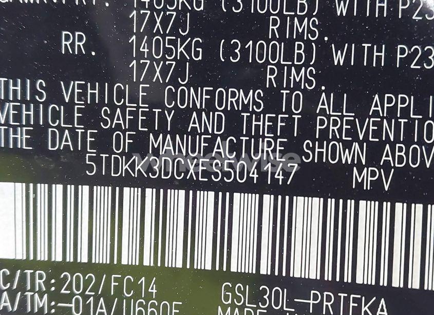 Photo 9 of 2014 Toyota Sienna LE V6 8 PASSENGER (VIN 5TDKK3DCXES504147)