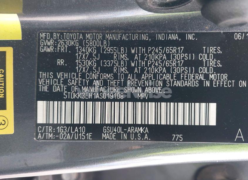 Photo 9 of 2010 Toyota Highlander SE V6 (VIN 5TDKK3EH1AS019108)