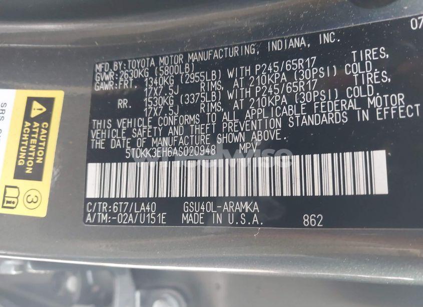 Photo 9 of 2010 Toyota Highlander SE V6 (VIN 5TDKK3EH6AS020948)