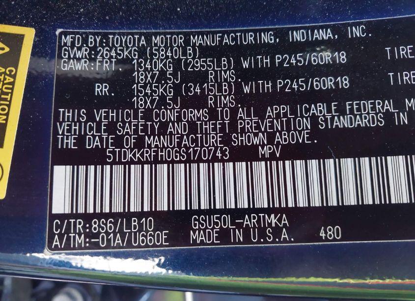 Photo 9 of 2016 Toyota Highlander XLE V6 (VIN 5TDKKRFH0GS170743)