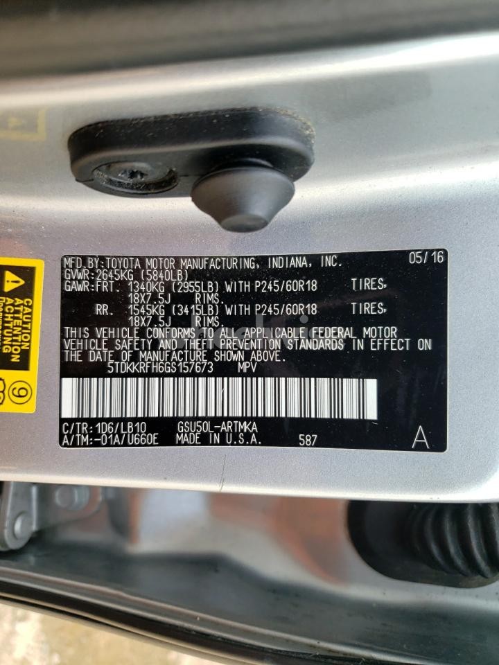 Photo 13 of 2016 TOYOTA HIGHLANDER XLE (VIN 5TDKKRFH6GS157673)