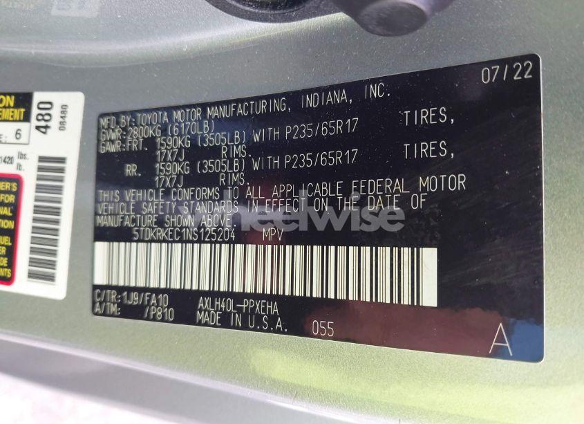 Photo 9 of 2022 Toyota Sienna LE (VIN 5TDKRKEC1NS125204)